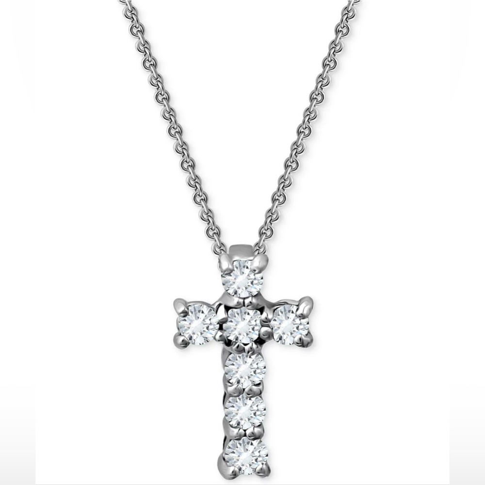 Giani Bernini Sterling Silver Cubic Zirconia Cross Pendant Necklace